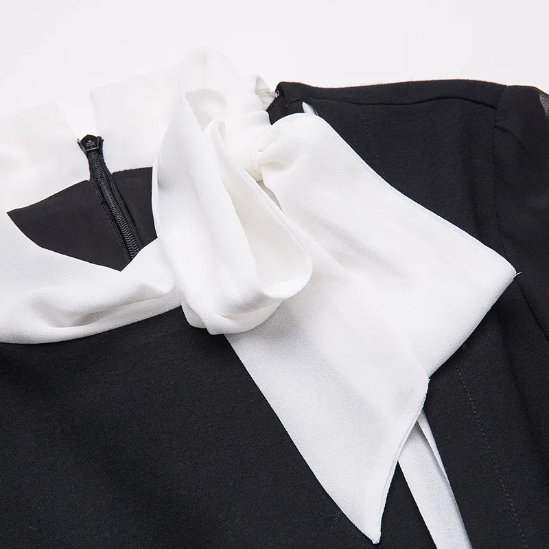 Размер-S нерегулярные контрастные черно-белые платья женские Роскошные