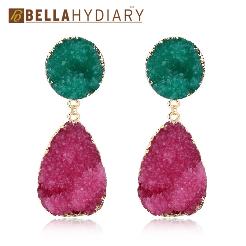 Модные серьги из смолы Druzy, серьги в форме капли воды для женщин, ювелирное изделие, массивные серьги Mujer Moda, подарки для женщин, аксессуары - Окраска металла: 3