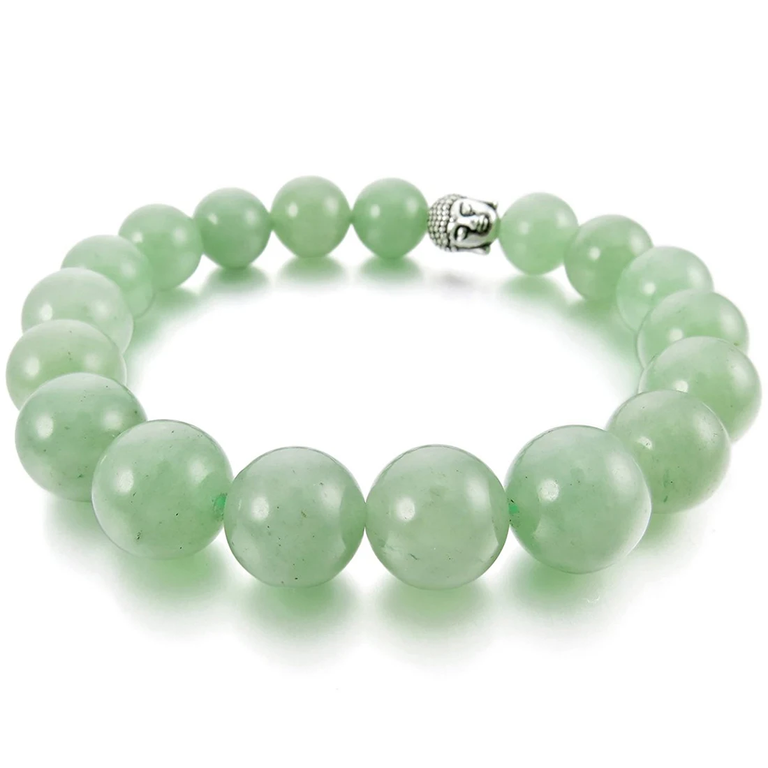 12mm Men Women Buddhist Bead Ball Aventurine Stones Energy Link Links Alloy Bracelet Green Silver | Украшения и аксессуары