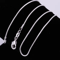16 30inches wholesale 50pcs charms wedding 1mm snake chain silver color cute for women men necklace jewelry silver fashion cute