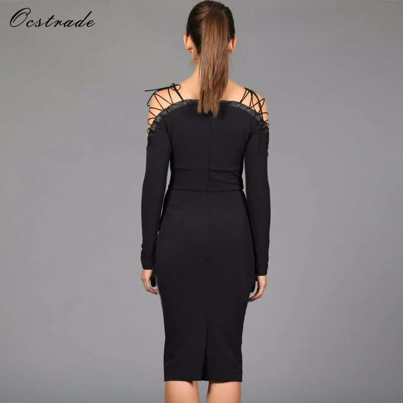 Ocstrade HL Бандажное платье 2017 вискоза Новое поступление на шнуровке сексуальное