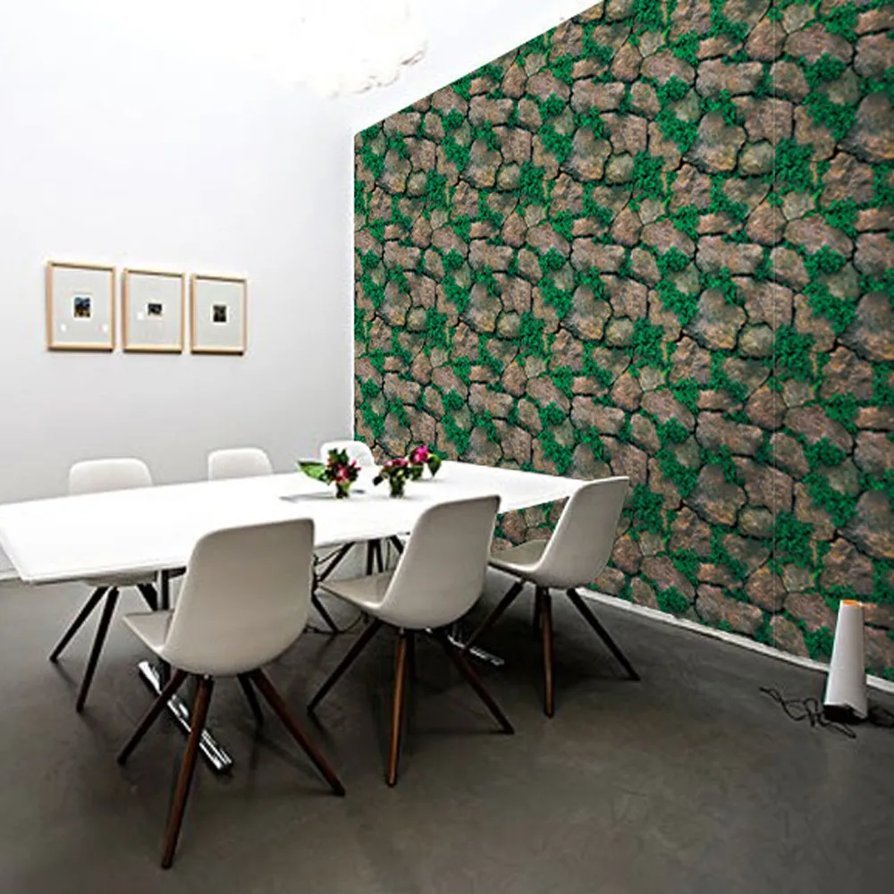 Новая растительная настенная бумага 3D кирпичный камень с Мохом деревенский