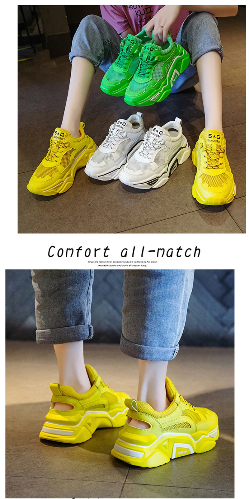ADBOOV/Модные женские кроссовки на платформе; дышащая кожаная обувь с сетчатым верхом; женские уличные кроссовки для дам