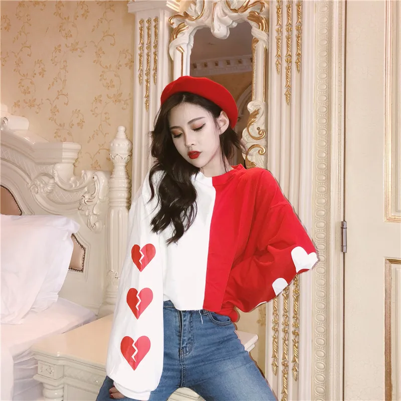 Женская одежда Весна Новая Корея BF Свободный уличная укороченный топ толстовки