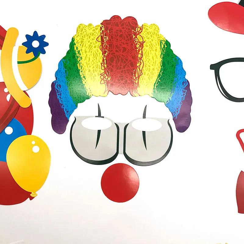 12pcs Circus Theme Party Photobooth Props Paper Clown Masks Birthday Supplies Kids Make Fun Hen Decorations | Дом и сад