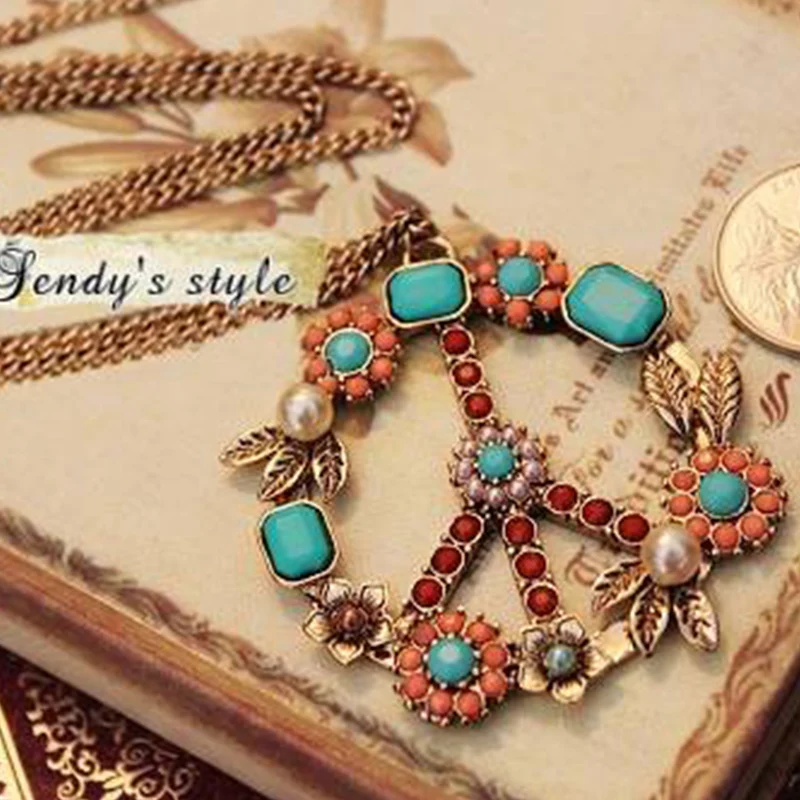 Синий круглый камень коричневый Имитация Жемчуга бисер цветок лист мира Анти