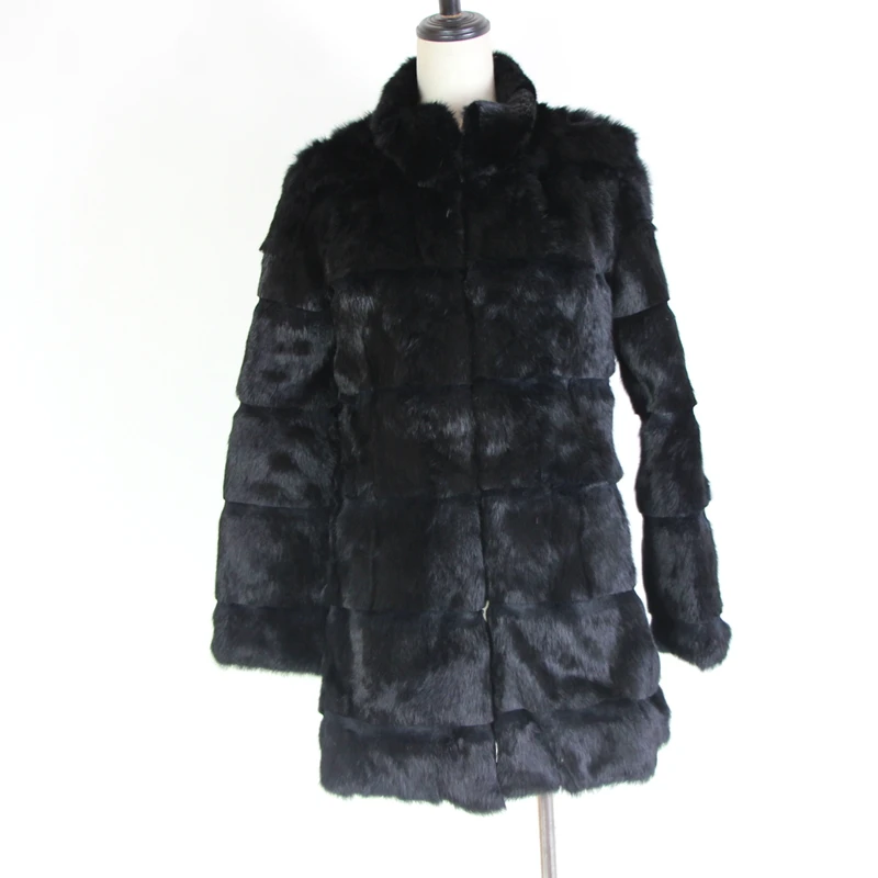 2021 New Women Rabbit Fur Jacket Real Rabbit Fur Coat Fashion Genuine Outwear Mandarin Collar Real Fur Garments Plus Siz