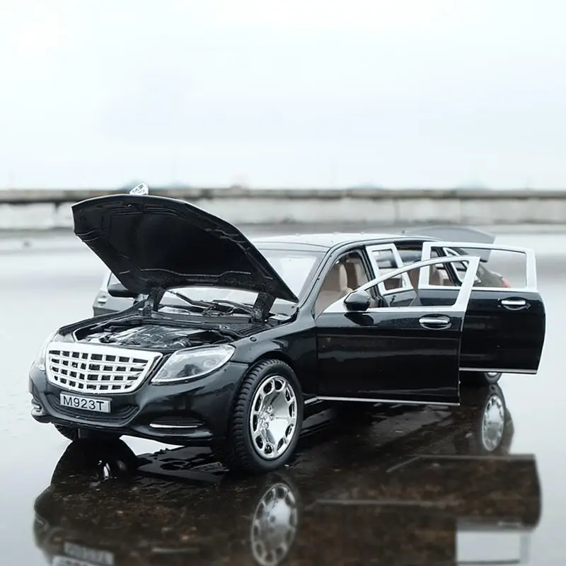 Реалистичный изысканный 1/24 Maybach S600 pullman металлический литой под давлением сплав модель Автомобильный светильник и звук вытяжной автомобиль коллекционная игрушка подарок