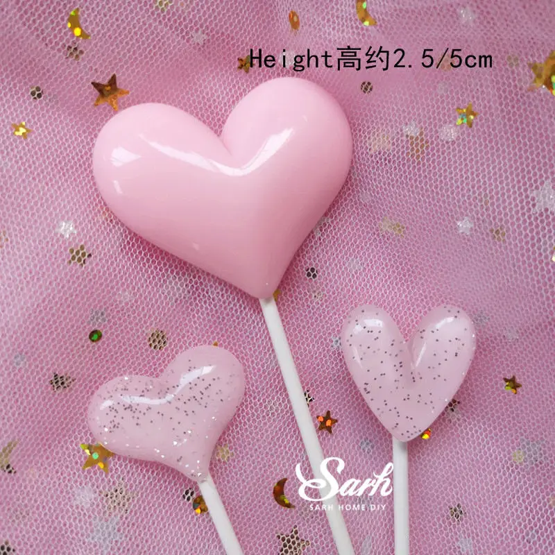 3pc hearts set Розовый бант сердце принцесса украшение Серебряная корона Топпер для торта «С Днем Рождения» для детского дня вечерние свадебные принадлежности прекрасный подарок - Цвет: 3pc hearts set