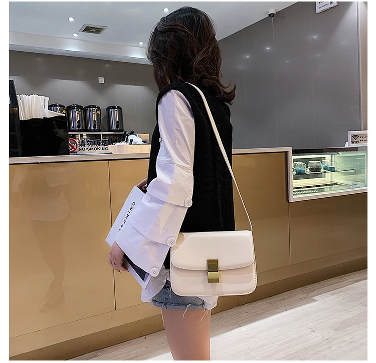 Luxury Brand Handbag New Fashion Simple Square bag Quality PU Leather Women's Designer Handbag Lock Shoulder Messenger bags