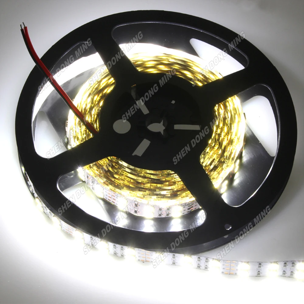 Светодиодная лента 5050 SMD теплая белая/белая двухрядная IP22 600 светодиодов 5 м для