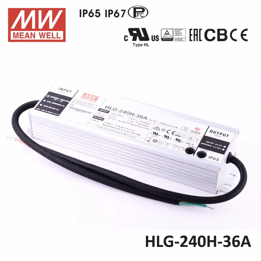 Подлинный источник питания с регулируемой яркостью Meanwell HLG 240H 36A постоянный ток 6 7
