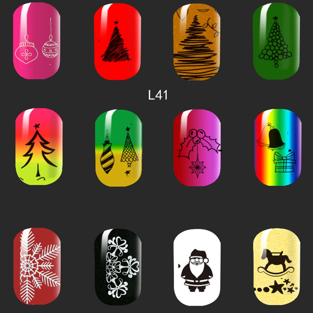 1 шт. 12*6 см прямоугольник ногтей штамповки шаблон снег Хэллоуин Patterns DIY Nail