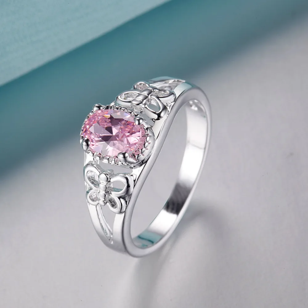 Элегантное серебряное кольцо с розовым цирконом изысканные модные подарки для