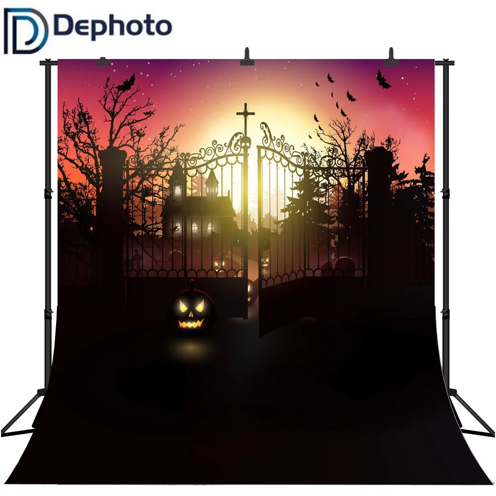 Dephoto бесшовный фон для фотографий Хэллоуин Тыква замок летучие мыши уличные