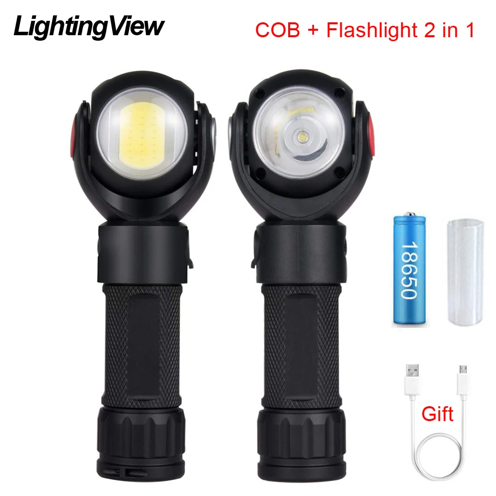 Светодиодный фонарик Lightingview 360 градусов T6 + фонарь COB 8000 лм водонепроницаемый