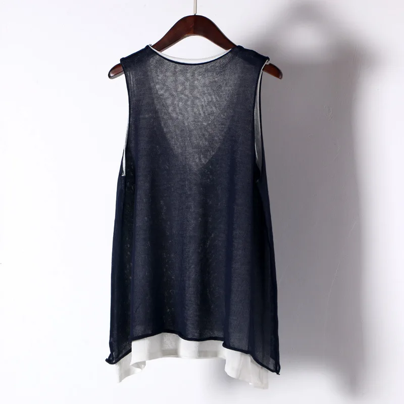 Shuchan льняные Лоскутные свободные майки повседневные модные высококачественные