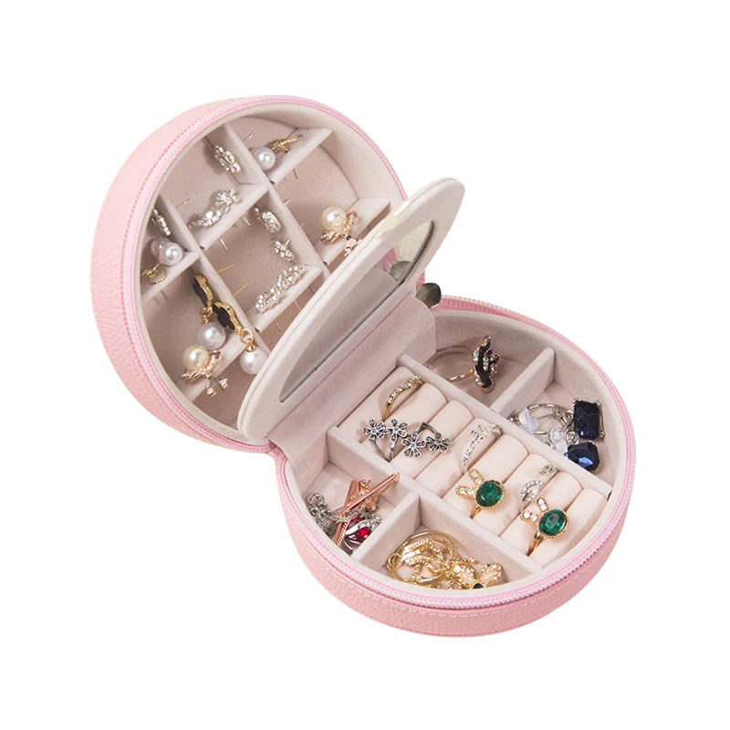Fashion Women Makeup Organizer Travel Jewelry Box Girl Beauty Necklace Earring Stud Collection Case With Mirror Gear Accessories