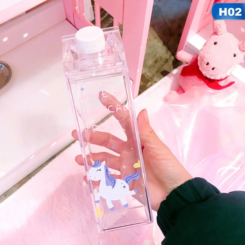 H02 Портативная бутылка для воды розовая свинка Сакура мультяшный Радужный Единорог принт Спортивная Питьевая чашка для дом Школа Офис чашки для молока кофе - Цвет: H02