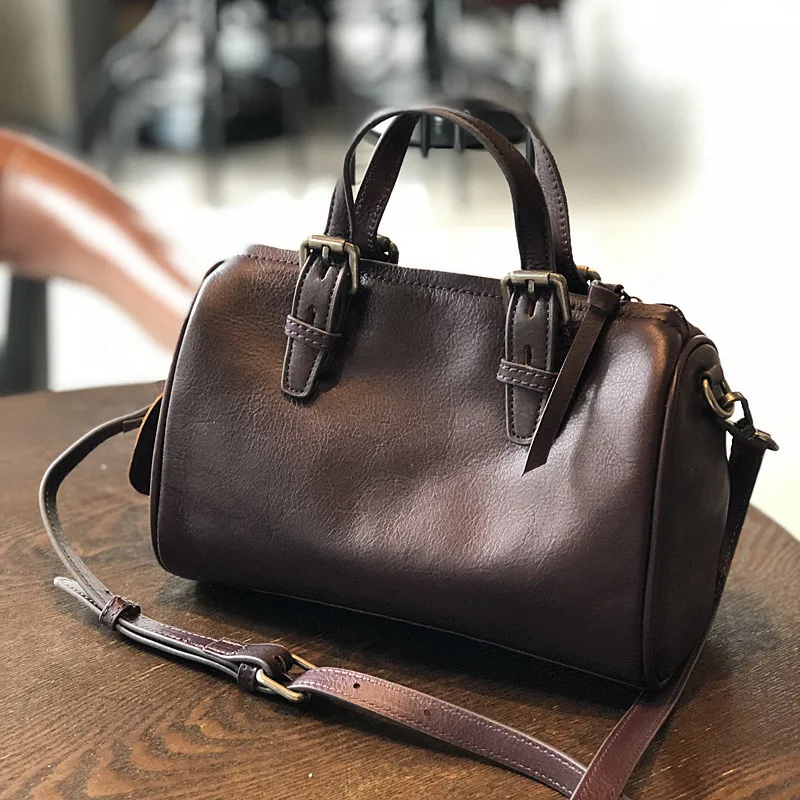 PNDME vintage fashion simple soft genuine leather ladies handbag designer handmade cowhide women's shoulder crossbody bags