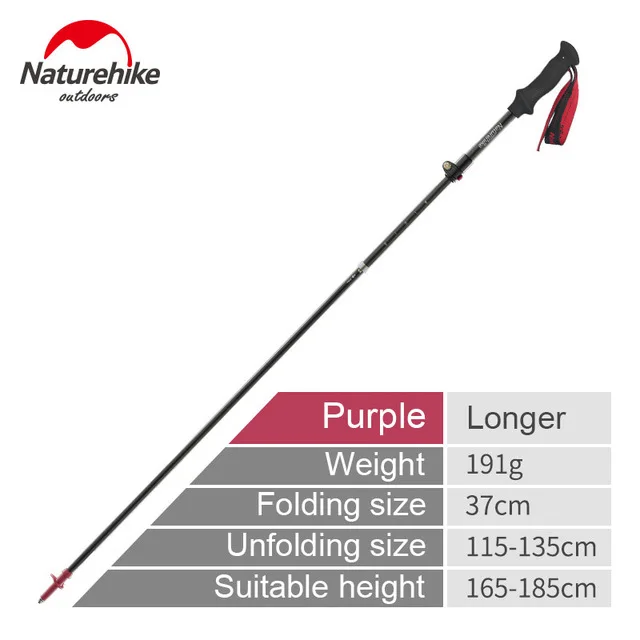 Purple L 2 шт., Naturehike, регулируемые треккинговые палки, 175 г, супер светильник, трость из углеродного волокна, складные трость для походов на открытом воздухе, трость для кемпинга - Цвет: Purple L