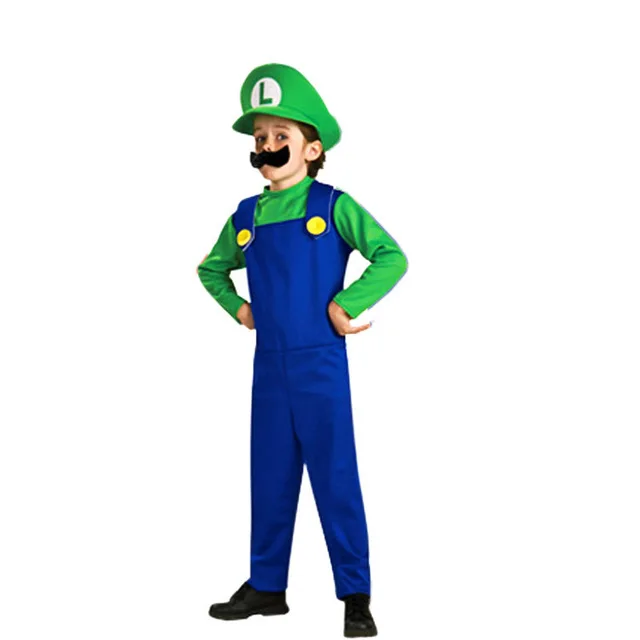 Аниме Супер Марио bros Косплей Костюм Детская семья Funy Luigi Bros сантехник Хэллоуин костюм фантазии платье Вечерние унисекс