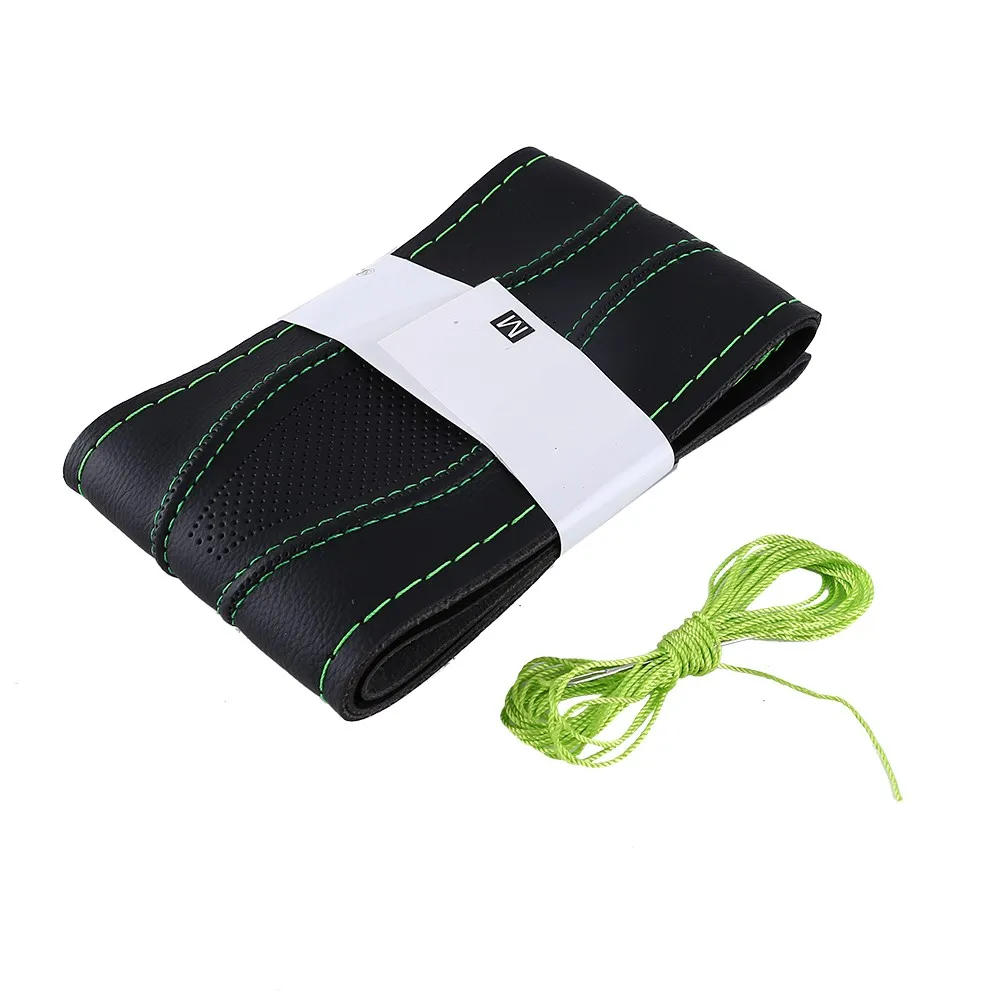 green thread 38 см многоцветный чехол рулевого колеса автомобиля DIY микрофибра кожа ручное покрытие Швейные иглы и нитки внутренние наборы Аксессуары - Название цвета: green thread