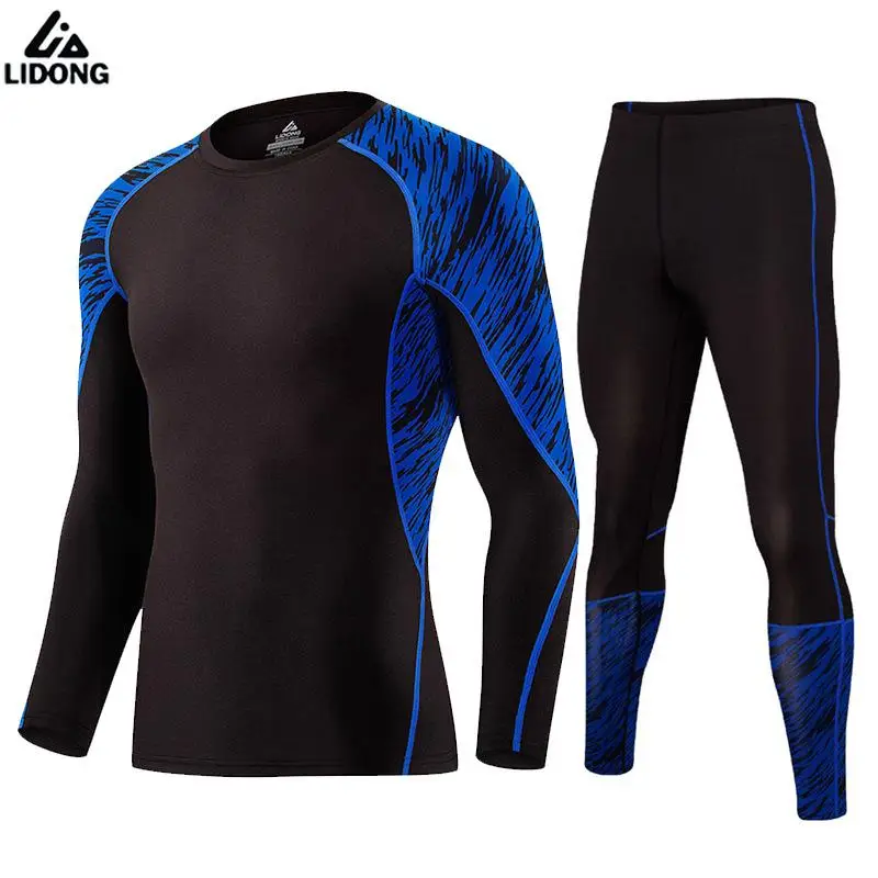 LIDONG новые комплекты для бега мужские спортивные костюмы компрессионные длинные
