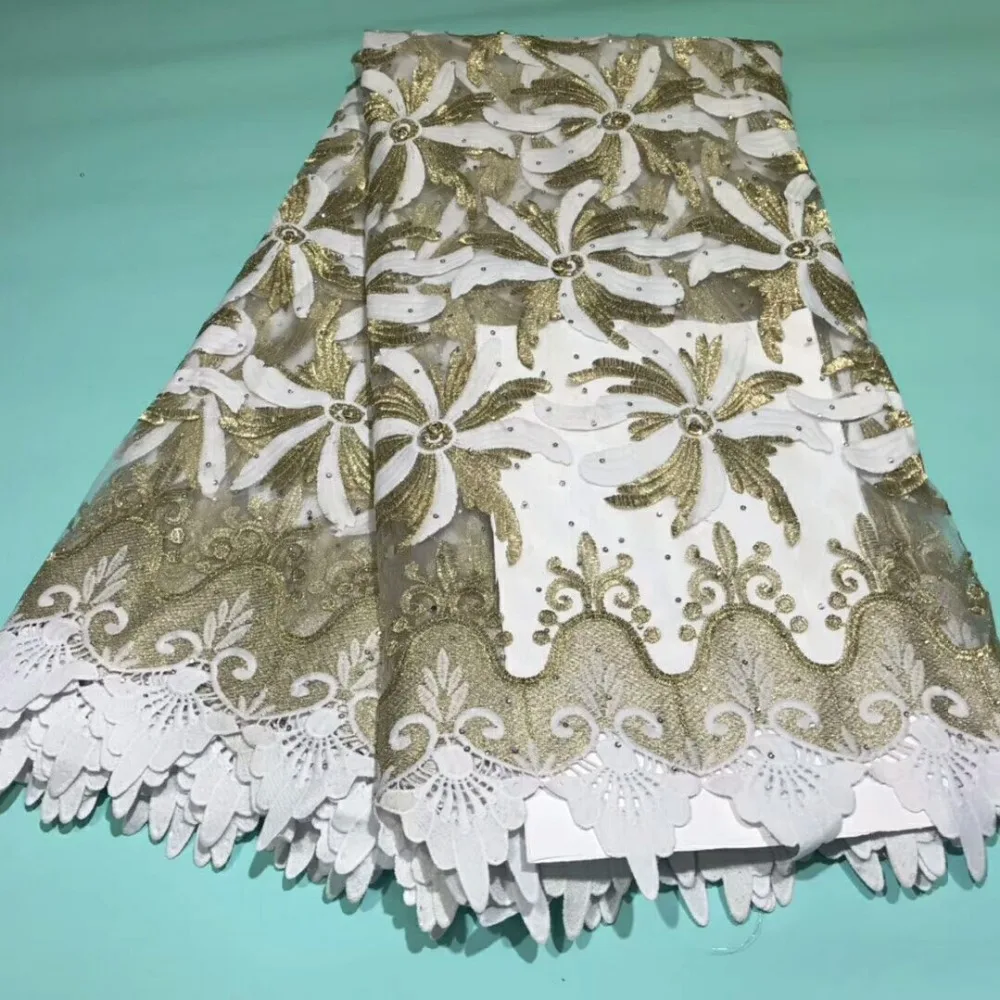 Белая африканская французская Тюлевая кружевная ткань для свадебного платья