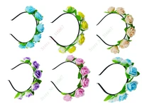 12 pcs new fashion bridal mixed color foam rose flower headbands party hairband travel floral garland headwear hh154 20