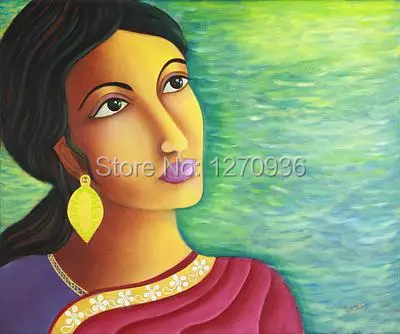 Экспресс портрет картина из Индии красивая леди декоративная 100% ручная работа