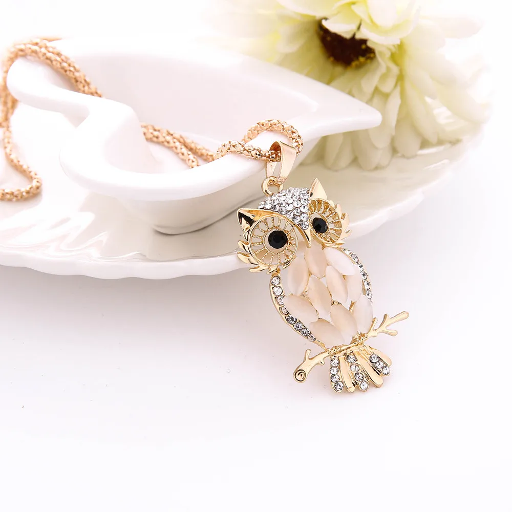 Кристальная цепочка свитер colar collier с милой совой ажурное ожерелье подвеской