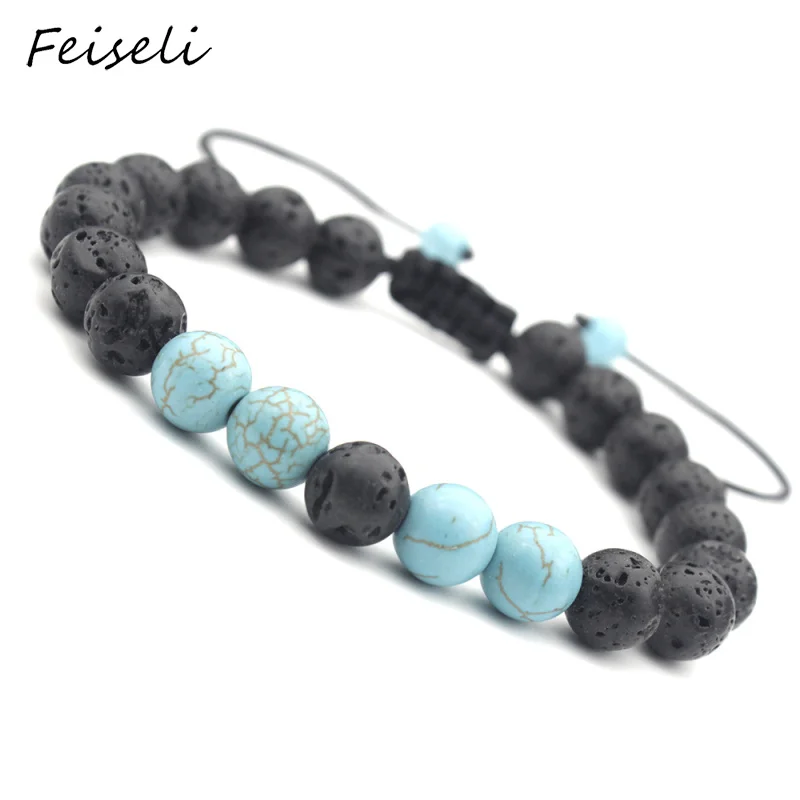 Feiseli белый вулканический натуральный камень регулируемый браслет для женщин