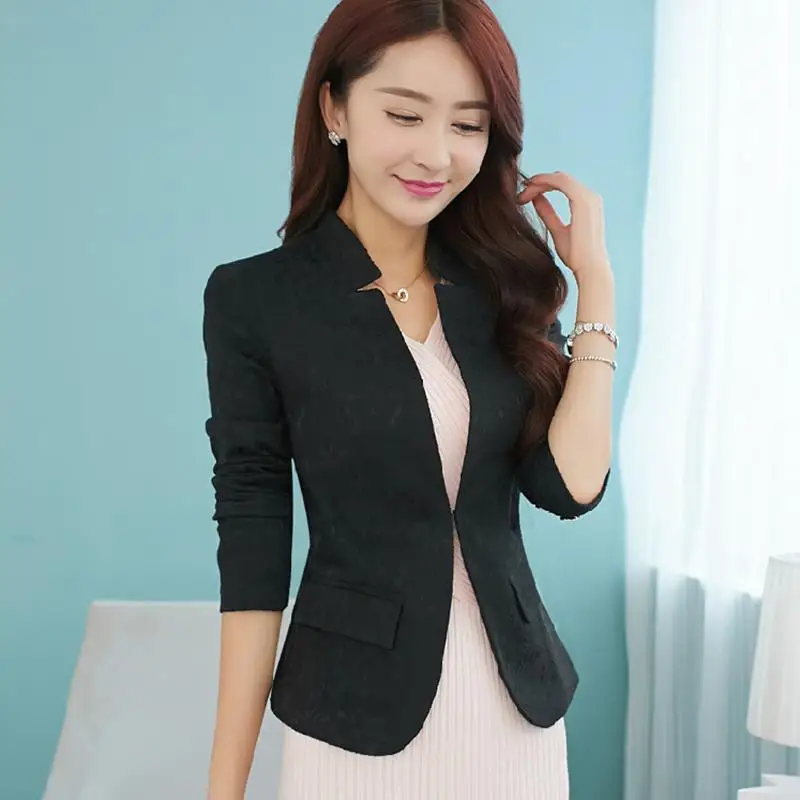 Elegant Floral Print Blazer Feminino Woman Long Sleeve Brief Formal Office Suits 2015 Ladies Business Slim Coat Chaquetas Mujer | Женская