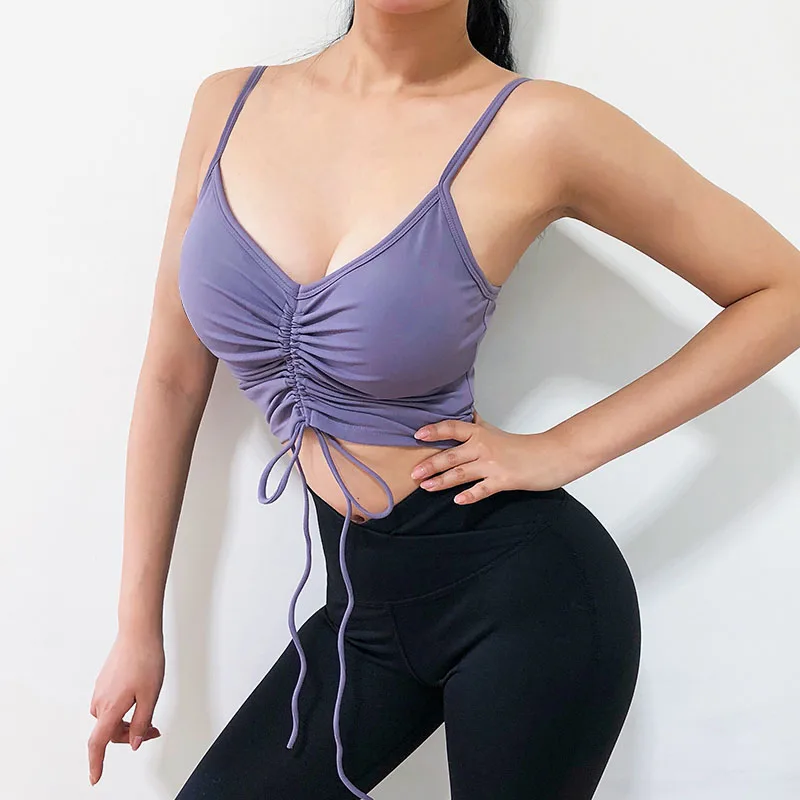 Качественный женский спортивный бюстгальтер для фитнеса с подушечками йоги пуш