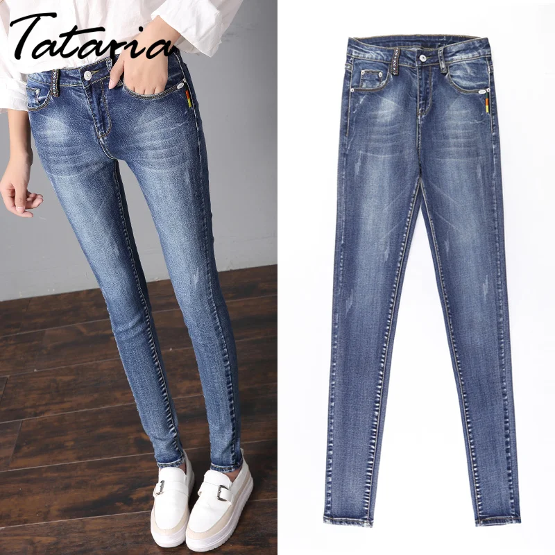 Обтягивающие джинсы для женщин Длинные обтягивающие женские винтажные