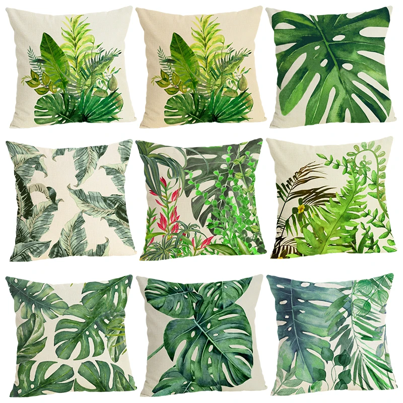 Модный чехол для подушки с зеленым листом наволочка cojins/almofadas 45 см x квадратный