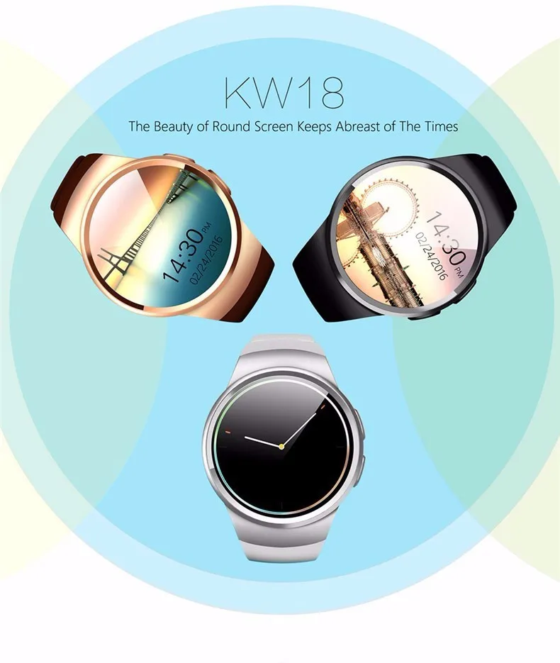 NIYOQUE KW18 умные часы с монитором сердечного ритма Смарт-часы для Apple samsung Android шагомер Здоровье Полный Круглый MTK2502C