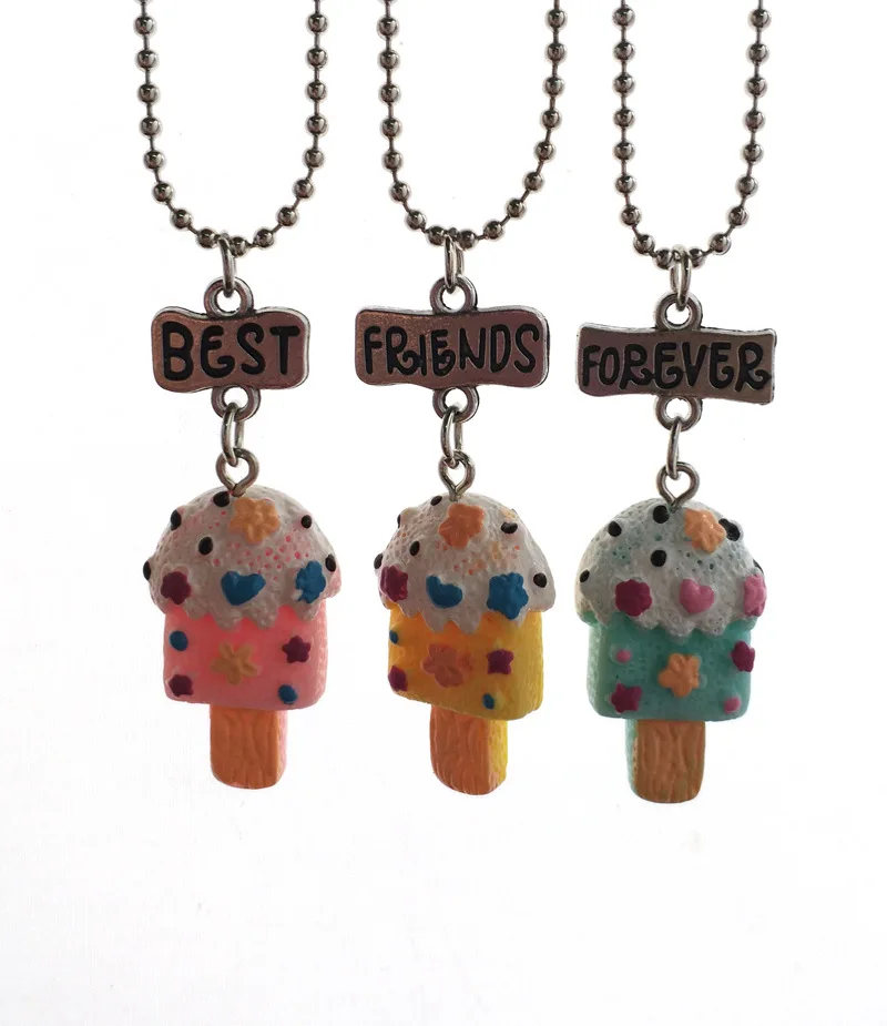 Детское ожерелье лучших друзей имитация смолы розовый синий желтый подвеска