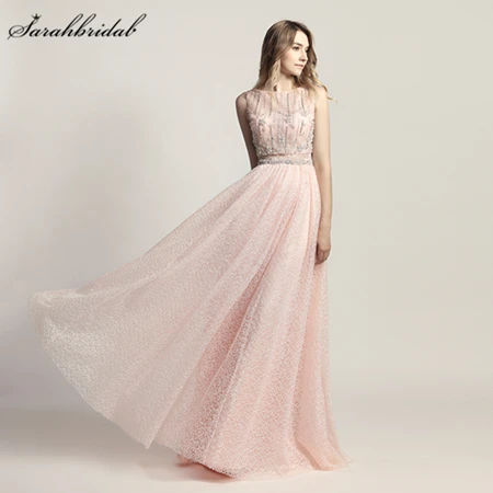 Pink Robe De Soiree Последние Роскошные стили элегантное строгое длинное вечернее платье Линия Хрустальные Вечерние платья Реальные фотографии LSX446 - Цвет: Pink