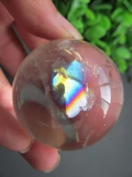natural stone gemstone withe rainbow quartz sphere crystal ball chakra healing reiki stone carving crafts 149g