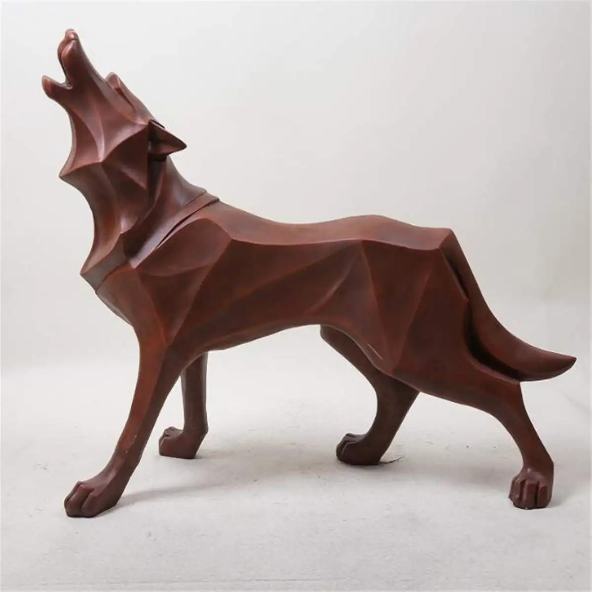 wolf red Нордическая статуя из смолы скульптуры геометрические Львы орнамент художественные поделки абстрактный король зверей статуя волка статуэтка животного домашний декор - Цвет: wolf red