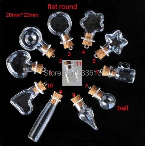 

NEW Free shipping 100sets/lot mixed style cork Wish Mini glass Bottle Perfume essential oil vial 11 kinds of design to choose
