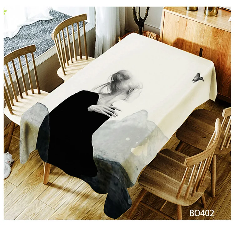 Sketch Beauty Mountain Decorative Tablecloth Waterproof Thicken Rectangular Wedding Home Dining Table Cover Tea TableCloth | Дом и сад