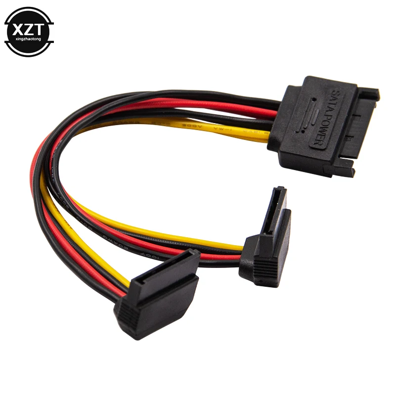 1 шт. 90 градусов SATA 15 контактный штекер на 2x15P Женский Y образный разветвитель