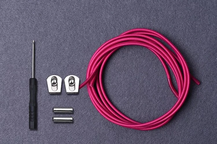 Rose red 1 пара металлическим замком эластичные шнурки не завязывать шнурки для детей и взрослых быстрый кроссовки шнурки Круглый обувь 18 Цвет lacet chaussure - Цвет: Rose red