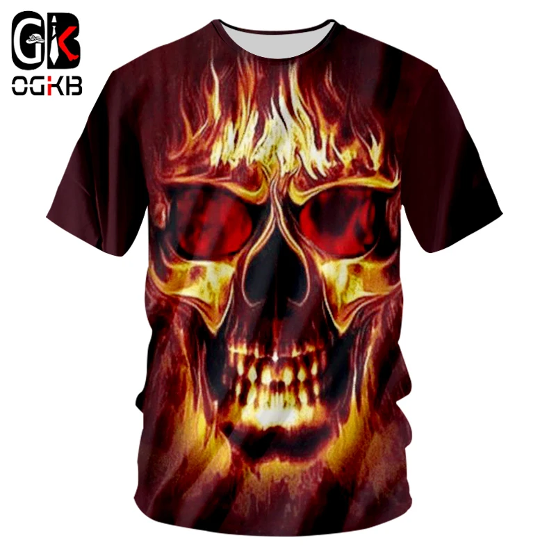 OGKB 3D мужские/женские футболки с принтом пламени пирата забавная хип хоп крутая