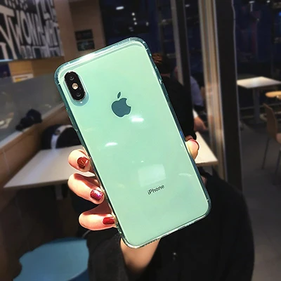 Transparent Green SUYACS 7 ярких цветов прозрачный противоударный чехол для телефона для iPhone 11 Pro Max 7 8 Plus X XS Max XR 6 6S Ультратонкий Мягкий ТПУ задняя крышка - Цвет: Transparent Green