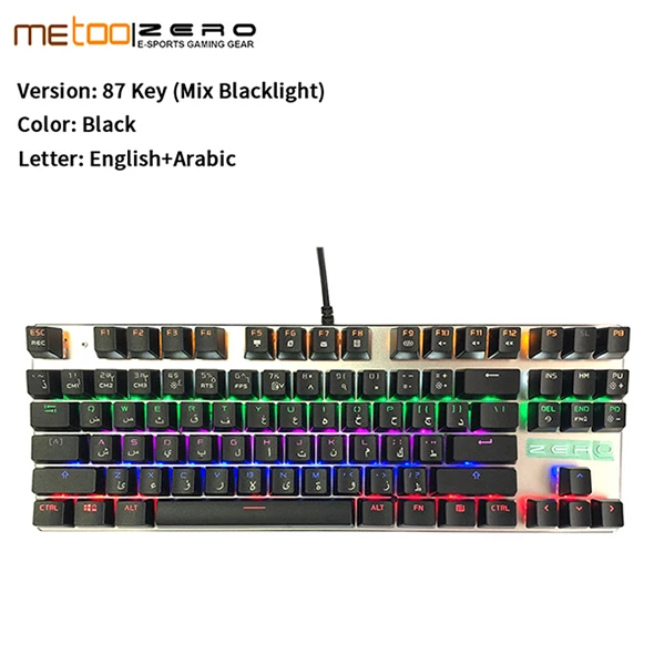 87 English Arabic ME TOO 87 104 клавиш компьютерная игровая механическая клавиатура светодиодный задняя клавиатура с подсветкой красный/синий/черный переключатель светодиодный смешанный клавиатура с подсветкой - Цвет: 87 English Arabic