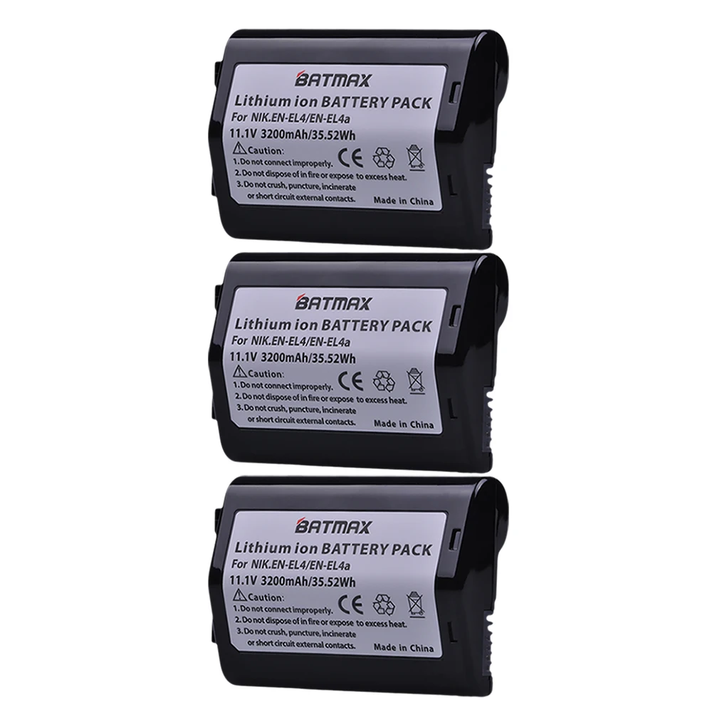 Batmax 3 шт. 3200 мАч EN EL4 EL4a камера Bateria Akku для камер Nikon D2H D2Hs D2X D2Xs D3 D3S F6 MH 21|Цифровые